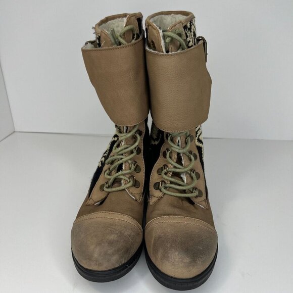 Kelsi Dagger Brown Ilya Womens Leather Block Heel Size 7.5 Mid Calf Sherpa Boots - Picture 3 of 9